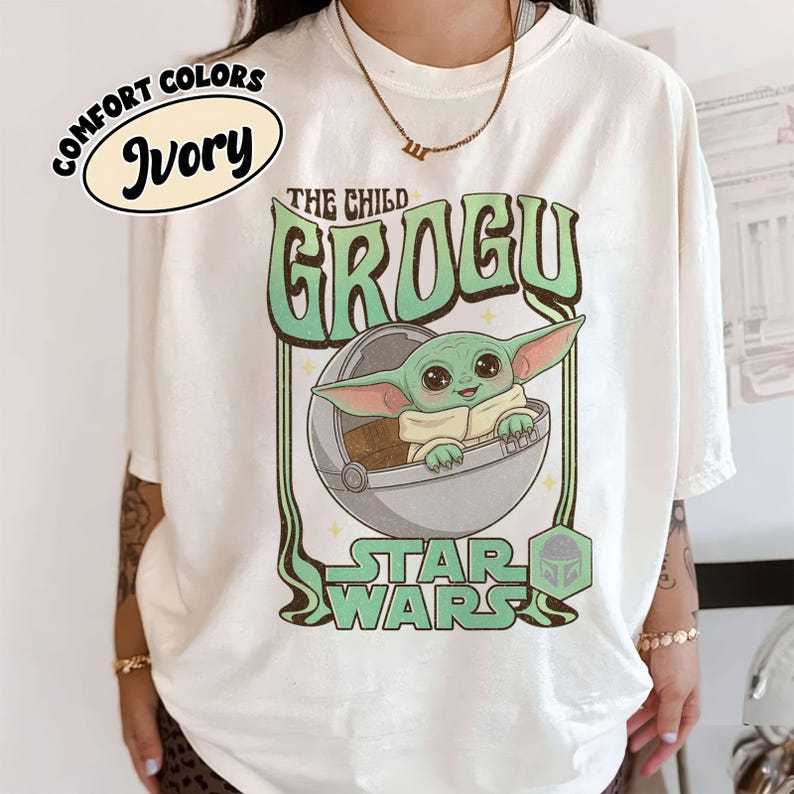 Vintage Disney Star Wars Grogu Shirt, Disney Baby Yoda Shirt, Retro Sci Fi Graphic Tee, Mandalorian Gift, Cute Fan Tee, Movie Lover