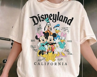 Vintage Disneyland California Comfort Color Tee, Mickey and Friends Signature Shirt, Disney Trip Family Shirt, Disney Vacation Shirt