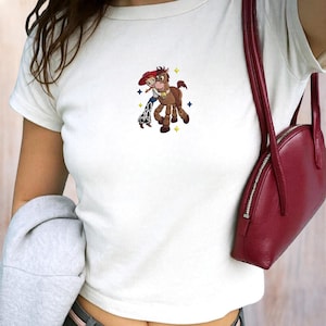 Embroidered Jessie and Bullseye Baby Tee, Disney Toy Story Women Top, Disneyworld Family Shirt, Disneyland Shirts, Embroidery Shirt