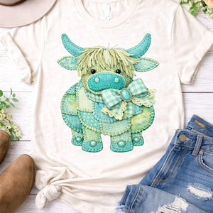 Camiseta con estampado de vaca de las Tierras Altas (descarga digital) – Camiseta con diseño de animales de granja estilo boho (descarga digital)