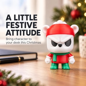 Anty Bear Christmas Desk Figurine, Grumpy Bear Festive Ornament