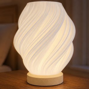 Lámpara de mesa con diseño de onda espiral / Lámpara de mesita de noche con forma de remolino escultural / Decoración moderna de estilo bohemio para el hogar