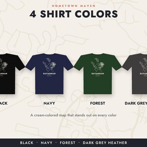Personlig hemstadskarta-t-shirt, anpassad gatukarta-t-shirt för valfri amerikansk stad eller ort, hemstadspresent, flyttpresent, unisexskjorta bild 9