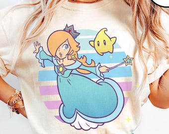 Cute Rosalina and Luma Shirt, Super Mario Striped Portrait Tee, Nintendo World Family Vacation Trip Shirt, Universal Orlando Tee