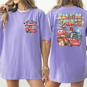 Camiseta personalizada de Disney Cars, camiseta de Lightning McQueen de Pixar, camiseta de Tow Mater Doc Hudson de Radiator Springs, camiseta de Disney Family Trip para Disneyland. imagen 6