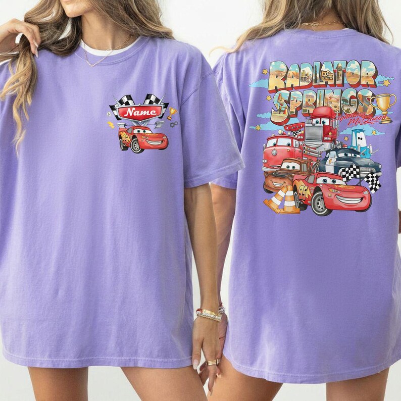 Camiseta personalizada de Disney Cars, camiseta de Lightning McQueen de Pixar, camiseta de Tow Mater Doc Hudson de Radiator Springs, camiseta de Disney Family Trip para Disneyland. imagen 6