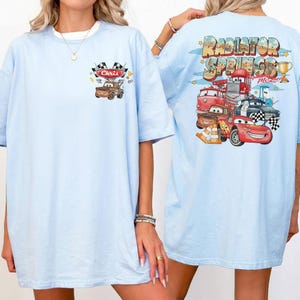 Camiseta personalizada de Disney Cars, camiseta de Lightning McQueen de Pixar, camiseta de Tow Mater Doc Hudson de Radiator Springs, camiseta de Disney Family Trip para Disneyland. imagen 7