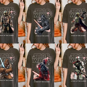 Retro Star Wars Shirt, Attack of the Clones Tee, Darth Vader Anakin Grogu Leia Boba Fett Shirt, Star Wars Day 2026 Shirts, Disney trip Shirt