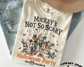 Vintage Mickey's Not So Scary Halloween Party 2026 Skeleton Comfort Colors Shirt, Disney Halloween Shirt, Halloween Disney Family Shirt