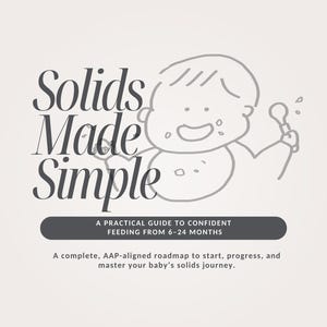 Guía de alimentación con sólidos para bebés (6–24 meses) – Primeros alimentos, horario, información nutricional (PDF)