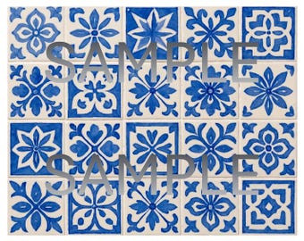 Greek Island Inspired Cake Wrap Greek Tiles Edible Icing Mediterranean Edible Frosting Bridal Shower Cake Strip 8x10