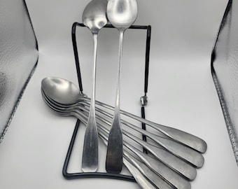 Vintage jaren 70 Supreme bestek Japan roestvrijstalen ijstheelepels set van 8 lange steel