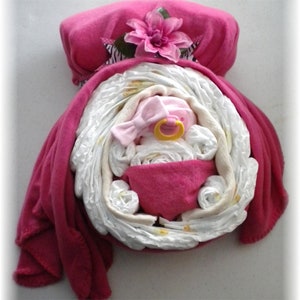 Diaper Cake Girl "Momma & Baby Belly" Baby Shower Gift