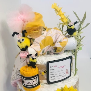 2 or 3 Tier Diaper Baby Cake Custom “Bee” Theme,