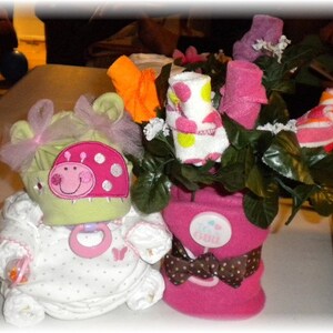 Diaper Cake Girl Alternative &quot;Diaper Baby & Flower Vase&quot;