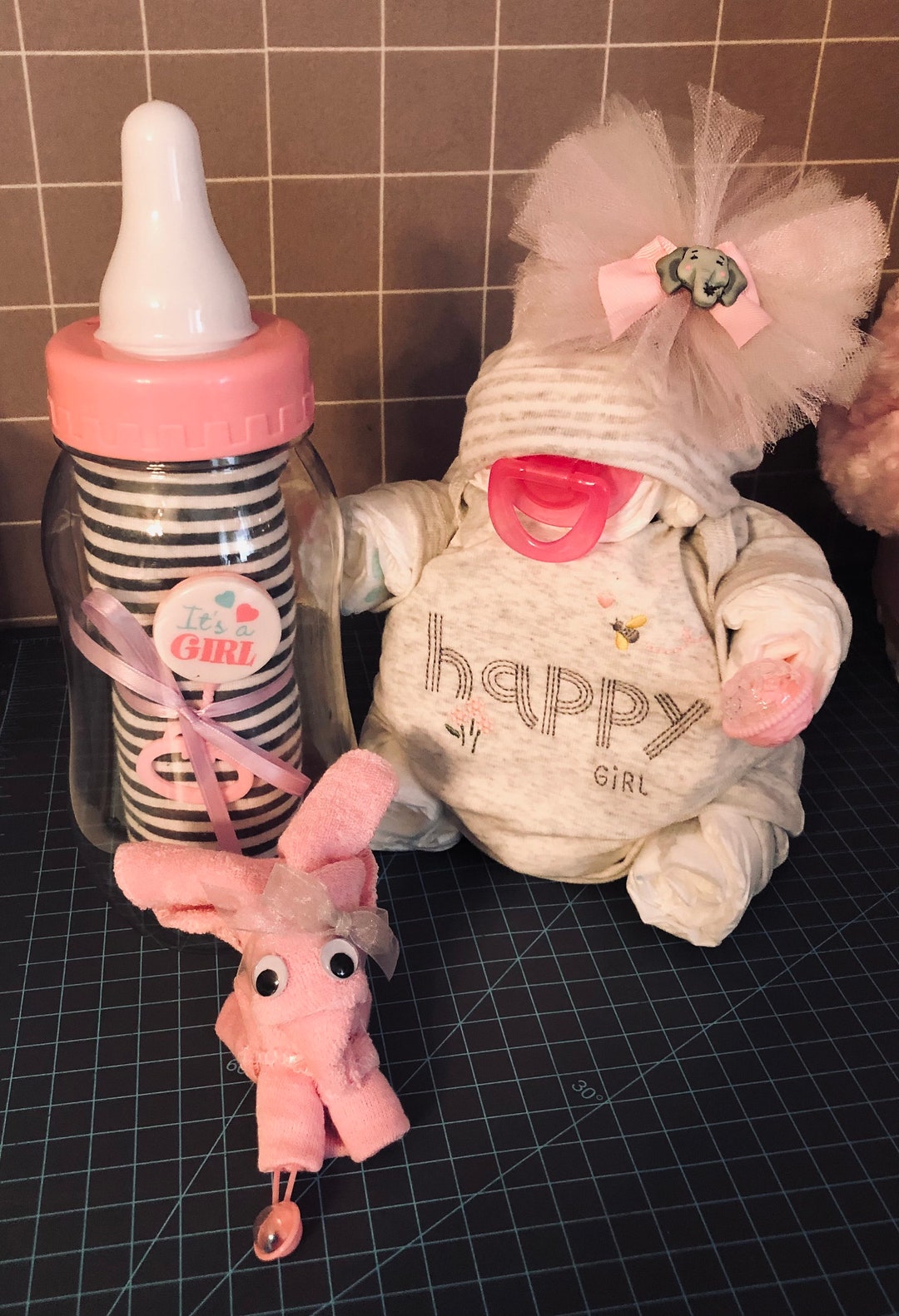 Diaper Cake Girl diaper Baby & Bottle Bank Baby Etsy