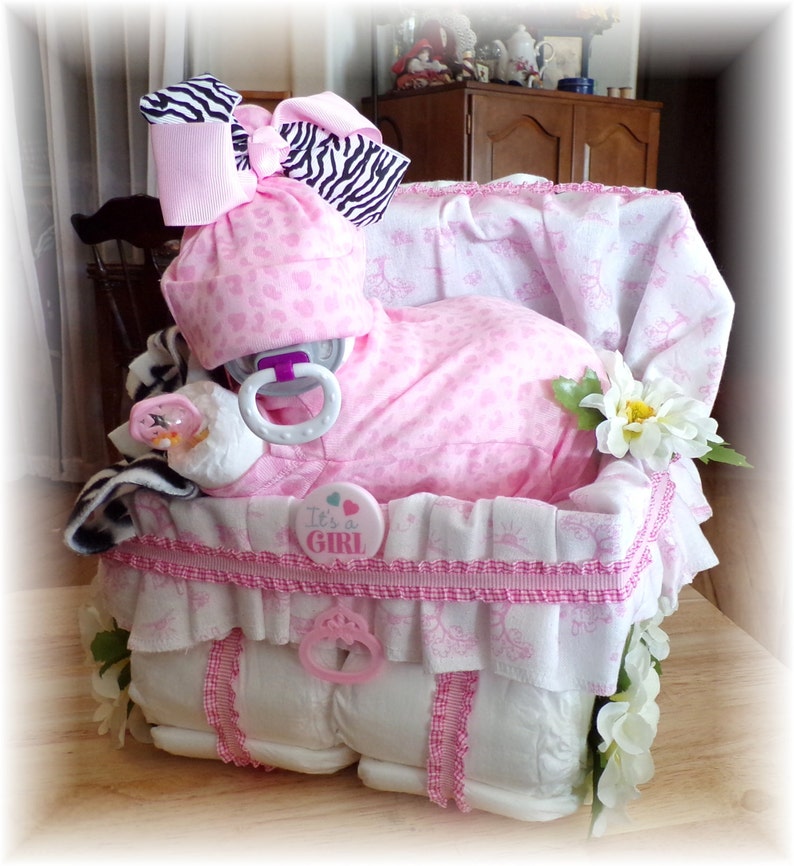 Diaper Cake diaper Baby Girl & Stroller Custom Add Etsy