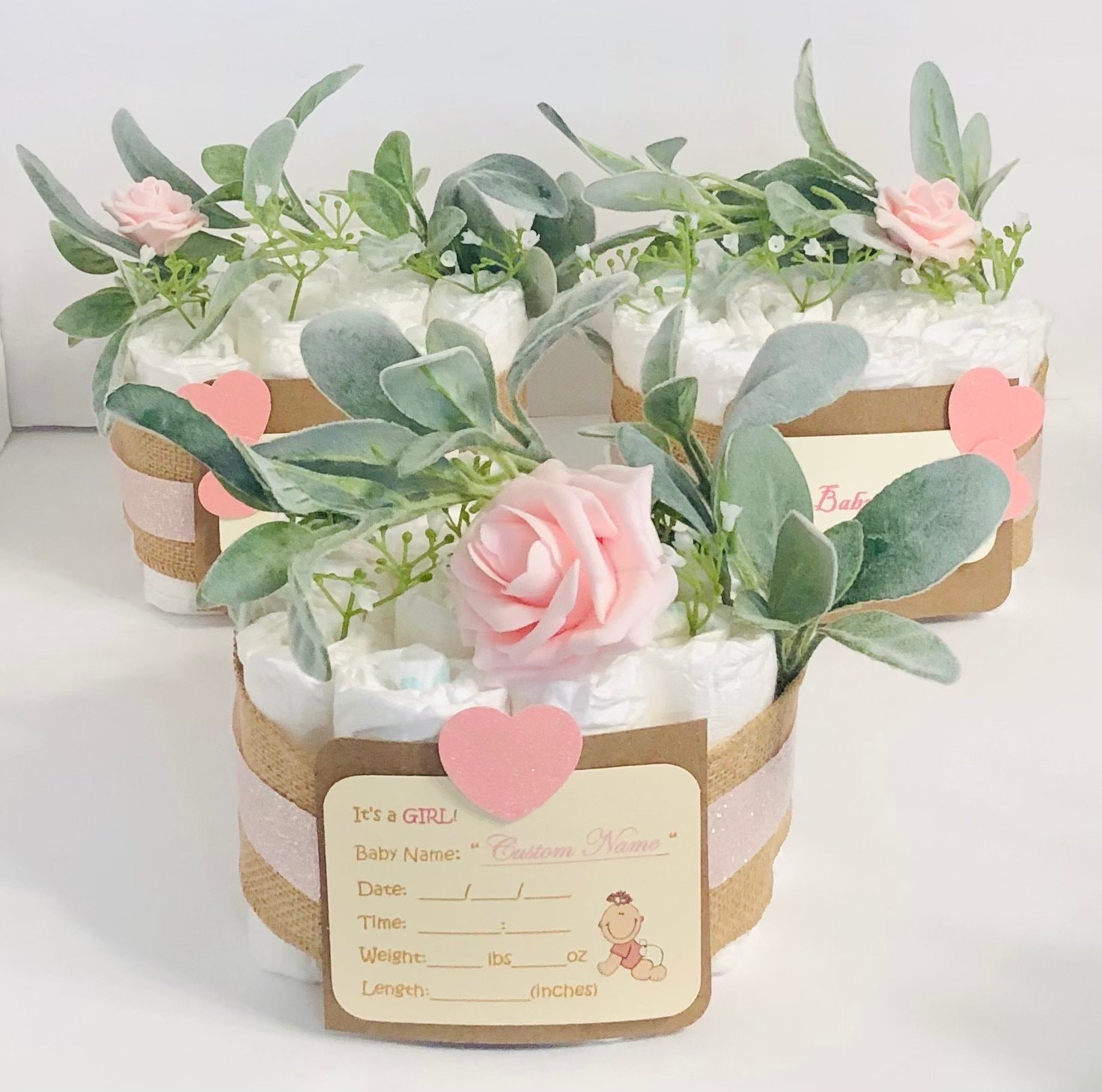 Baby Shower Girl Rose Diaper Cake - Etsy