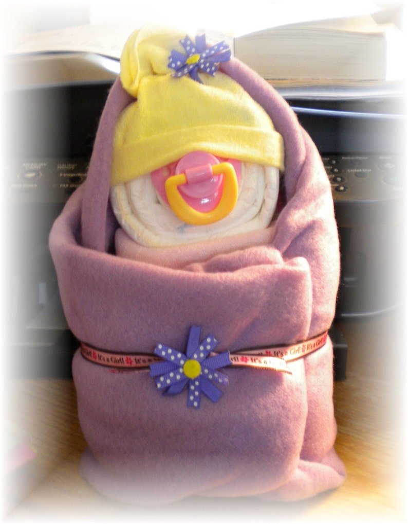 Diaper Cake Swaddle Me Girl Baby Shower Gift Etsy