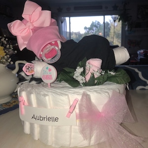 2 Tier Diaper Baby Girl Cake, Baby Shower Gift