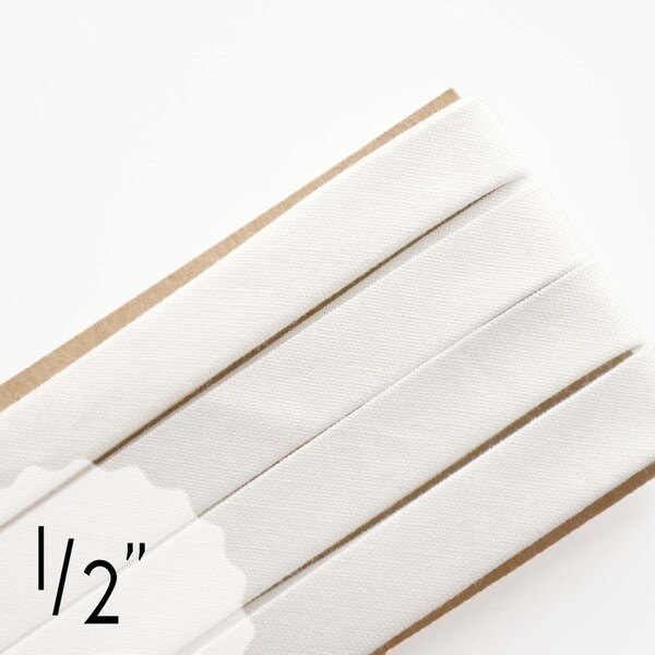 white - double fold, bias tape - 3 yards, 1/2" wide