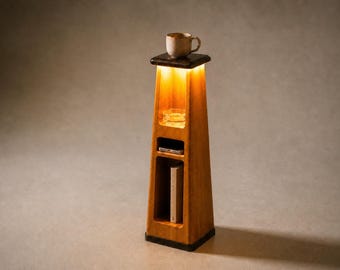 Rechargeable Wooden  Lamp, Cordless LED Side Table Lamp, Handmade Wood Floor Light for Indoor Outdoor Decor
