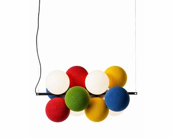 Handmade Colorful Pendant Light, Montessori Wooden Chandelier, Kids Room Decor