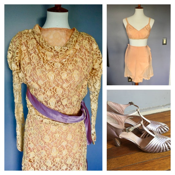 20s/30s Complete Dress Set Dress Slip Lingerie Sho