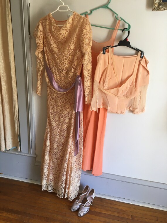 20s/30s Complete Dress Set SLIP LINGERIE SHOES