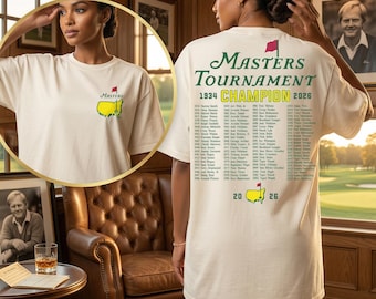 Masters Tournament Champion List Shirt, Comfort Colors Golf Tee