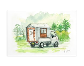 Journey 028 – Japan Travel aquarel ansichtkaart 4 x 6 – KeiTruckHouse