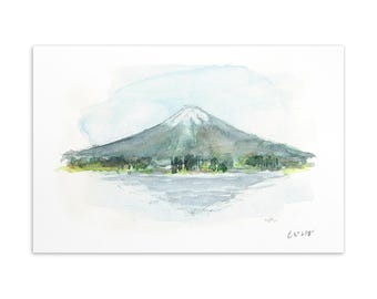 Reise 007 – Japanreise Aquarell Postkarte 10x15 – FujiDeka