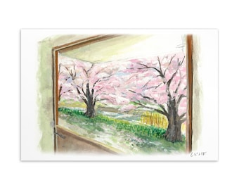Reise 001 – Japan Reise Aquarell Postkarte 4x6 – EngawaSakura