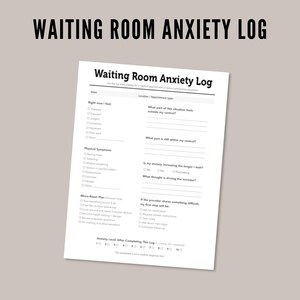 Journal de l'anxiété dans la salle d'attente, feuille de travail pour le rendez-vous chez le médecin (téléchargement instantané)