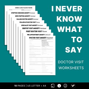 Hojas de trabajo para la ansiedad ante las citas médicas / Registro de síntomas, seguimiento y planificador de llamadas / Kit imprimible para visitas médicas