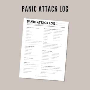 Panic Attack Log, Anxiety Episode Tracker (Instant Download)