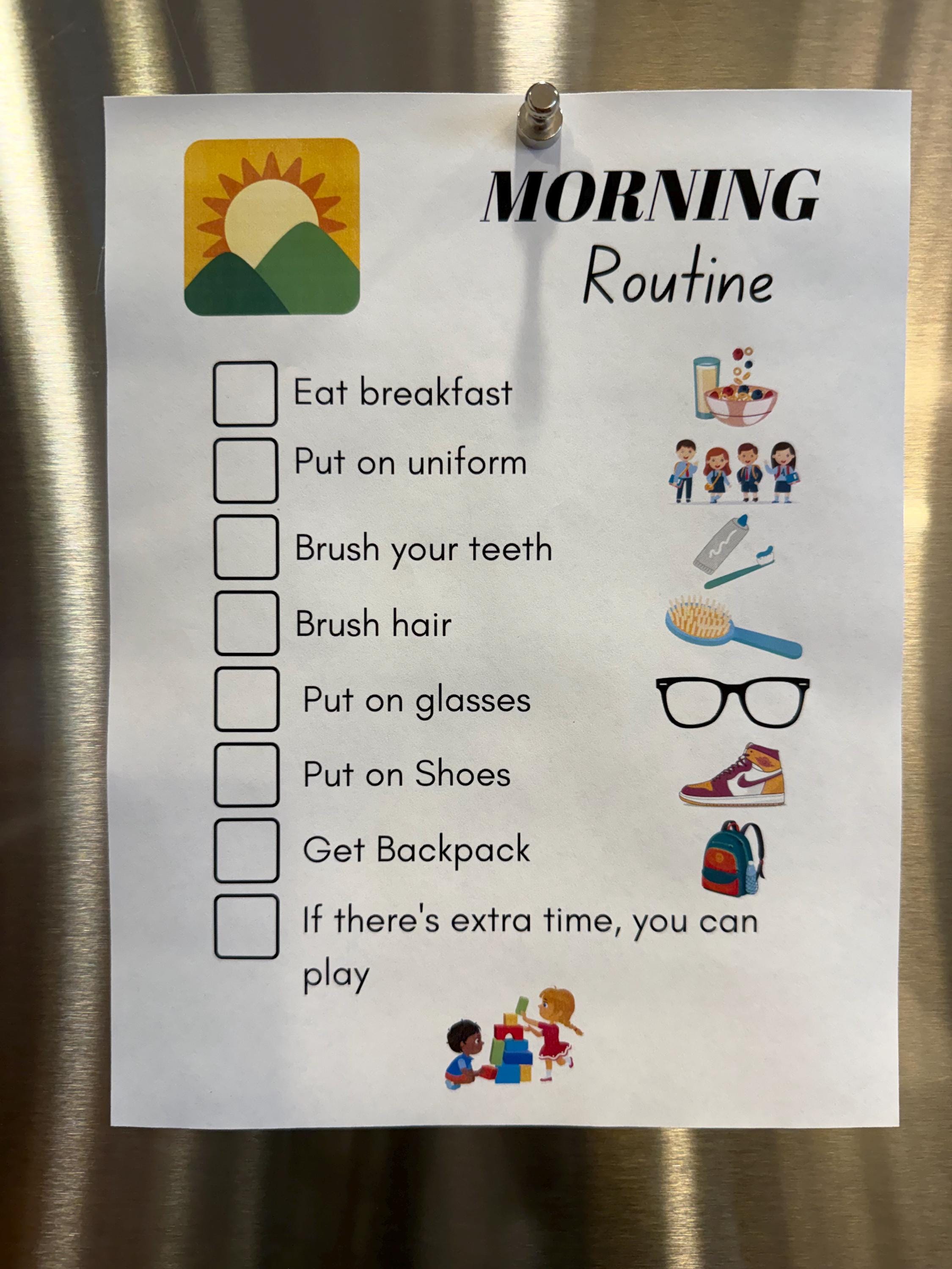 Editable Visual Morning Routine Chart for Kids – Printable Checklist ...