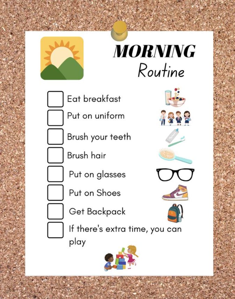Visuals Morning Routine Female Editable Visual Morning Routine Chart for Kids – Printable Checklist ...