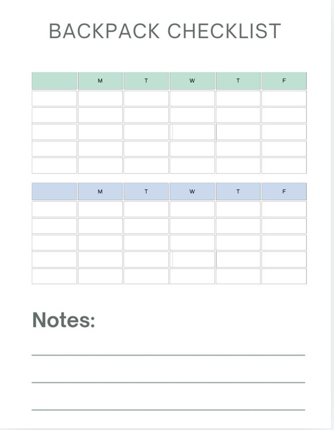 Editable Backpack Checklist for 2 Kids | Weekly School Routine Chart ...