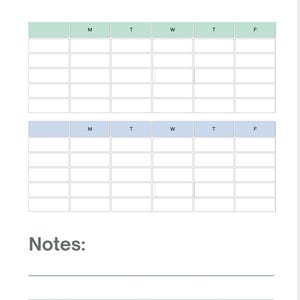 Może przedstawiać: Biała kartka papieru z napisem "BACKPACK CHECKLIST" na górze. Poniżej znajdują się dwie siatki z kolumnami oznaczonymi M, T, W, T i F. Na dole znajduje się napis "Notes:" i trzy poziome linie.