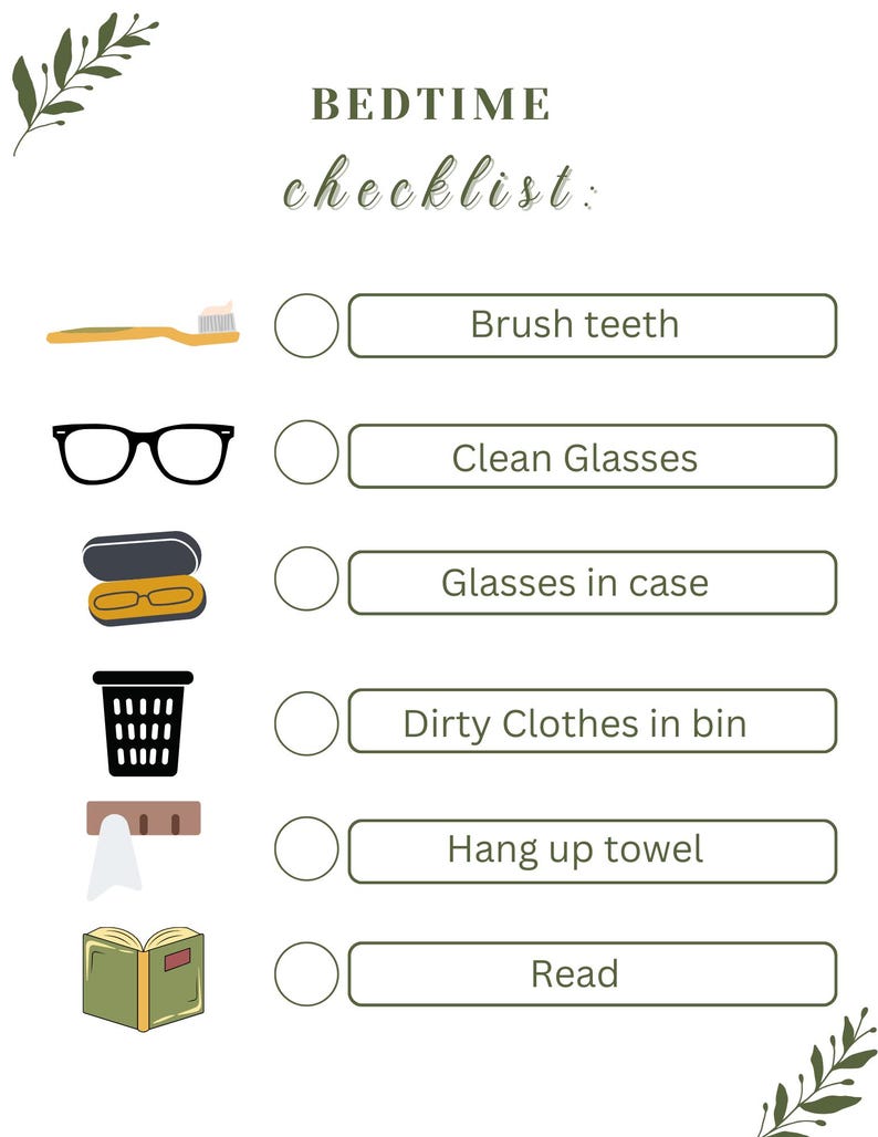 Editable Kids Bedtime Routine Checklist | Printable Visual Schedule ...