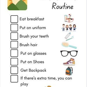 Pacchetto di liste di controllo modificabili per la routine dei bambini / Tabelle per la mattina, il doposcuola e l'ora di andare a letto (download digitale)