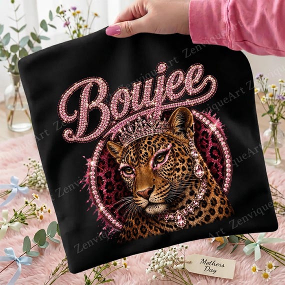 Boujee Leopard PNG, Pink Rhinestone Cheetah Sublimation File, Glam Faux Bling Big Cat Design, Wildcats PNG,Luxury Crown DTF Digital Download