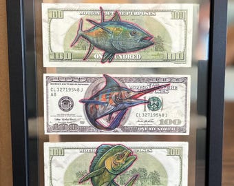 Hand-Finished Marlin, Dorado, Tuna Nautical Wall Art (Framed or Unframed)