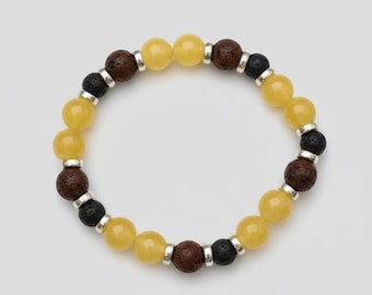 Yellow Jade Red Tiger's Eye Lava Stone Bracelet – Abundance Prosperity Diffuser Jewelry