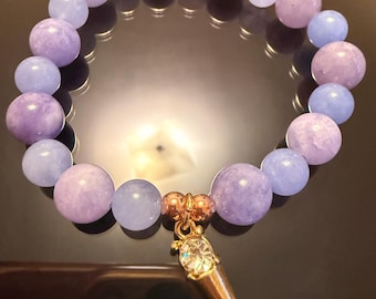 Natural Tanzanite Aquamarine Gemstone Bracelet | Spiritual Transformation Calm | Handcrafted Crystal Pendant