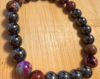 Imperial Jasper/ Hematite Bracelet promoting Grounding stability and Emotional Healing