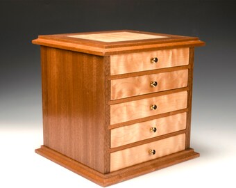 Custom wood jewelry box | dresser top wooden jewelry chest | wood box