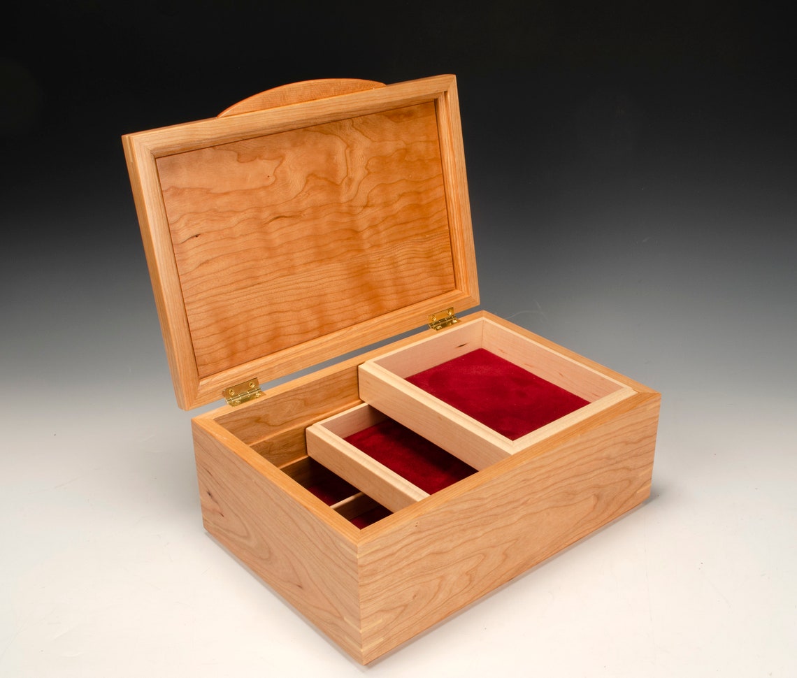 Custom Wood Jewelry Box Cherry Jewelry Box Wooden Keepsake Etsy