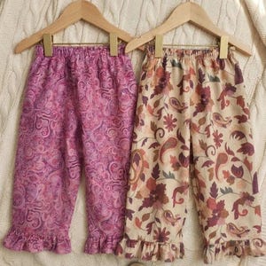 Floral print Girls Toddlers Cotton Pants Ruffle Hem 2 designs